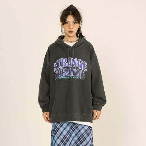 faded letter hoodie   youthful & edgy print design 5088