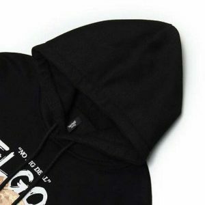 feel good bear print hoodie   youthful & cozy streetwear staple 5318