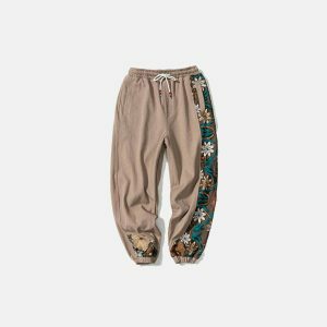 floral embroidered sweatpants chic & youthful streetwear 3498