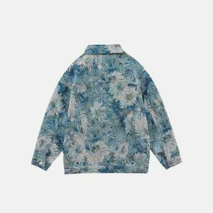 floral jacquard denim jacket iconic & youthful style 3412