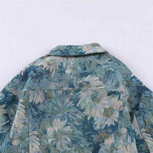 floral jacquard denim jacket iconic & youthful style 4726