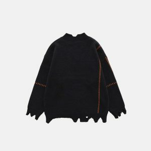 frayed oversized sweater youthful frayed sweater oversized & trendy comfort 6501
