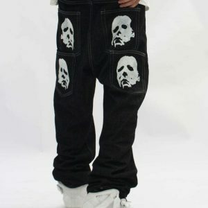 gothic vampire denim pants   edgy & youthful streetwear staple 2259