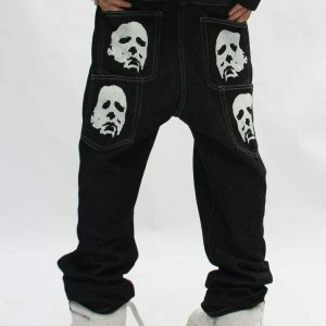 gothic vampire denim pants   edgy & youthful streetwear staple 3880