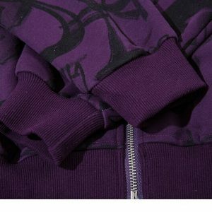 graffiti graphic hoodie zip up youthful urban appeal 2348