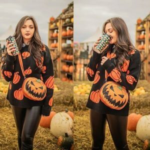 halloween pumpkin sweater oversized & youthful design 6132