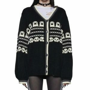 halloween skull & ghost sweater   retro & edgy comfort 3398