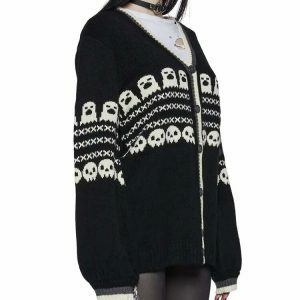 halloween skull & ghost sweater   retro & edgy comfort 5580