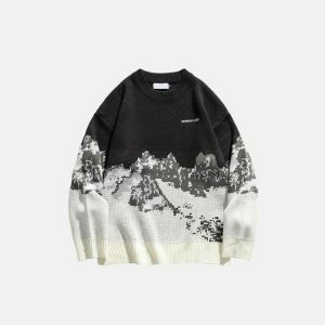 iconic alps print sweater   youthful & dynamic design 3989