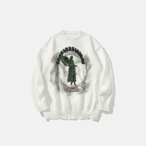 iconic angel statue sweater   youthful & divine style 2695