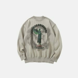 iconic angel statue sweater   youthful & divine style 7171