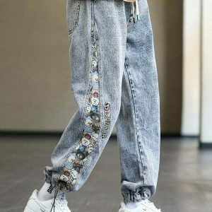 iconic baggy bear patchwork denim youthful & edgy style 3389