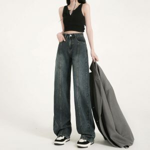 iconic baggy denim jeans vintage straight cut style 8549