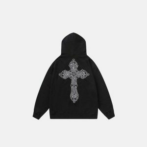 iconic cross letter hoodie retro print & urban vibe 3321