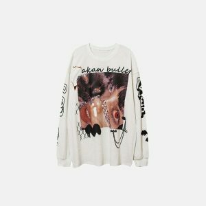 iconic girl & kitty sweatshirt   youthful urban charm 8047