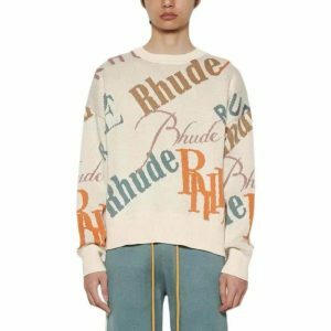 iconic letter print sweater retro & youthful appeal 1102