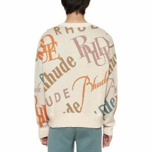 iconic letter print sweater retro & youthful appeal 3481