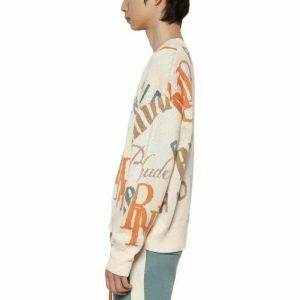 iconic letter print sweater retro & youthful appeal 4239