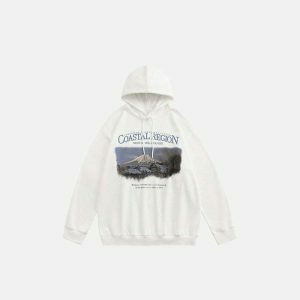 iconic mount fuji hoodie graphic print & youthful style 8758