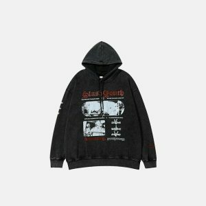 iconic retro graphic hoodie youthful fingers print 7168