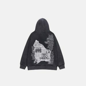 iconic retro newspaper hoodie   dynamic streetwear design 6295