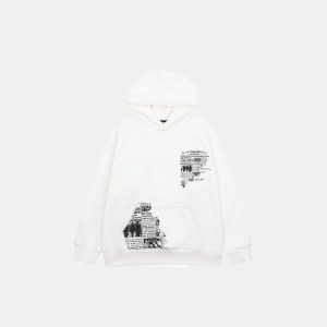 iconic retro newspaper hoodie   dynamic streetwear design 7278