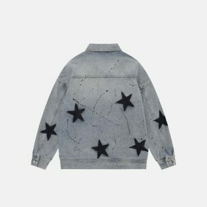 iconic retro star jacket   graphic print & streetwise style 2411