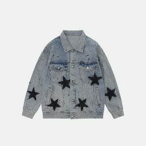 iconic retro star jacket   graphic print & streetwise style 2650