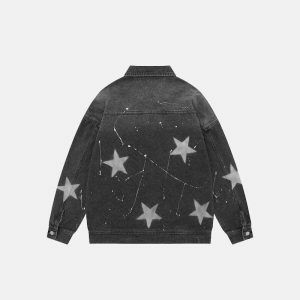 iconic retro star jacket   graphic print & streetwise style 5988