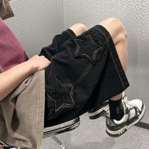 iconic star patchwork denim shorts vintage & youthful 3148
