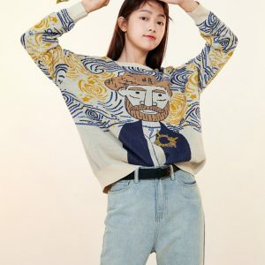 iconic starry cowboy knit sweater youthful & trendy 7493