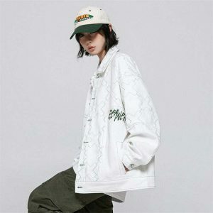 iconic white varsity jacket x mark design youthful appeal 2540