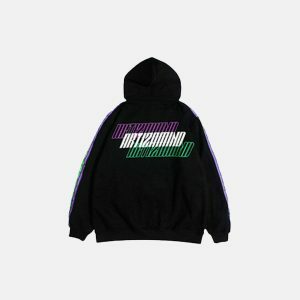 illusion & reality print hoodie   youthful urban streetwear 8298