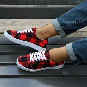 lace up plaid flat shoes youthful & chic streetwear staple 1894