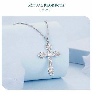 luxurious white gold plated cross necklace 925 sterling elegance 3751