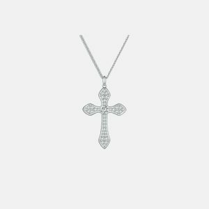 luxurious white gold plated cross necklace 925 sterling elegance 3791