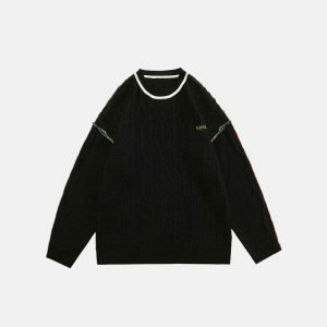 minimalist plain sweater   retro & sleek urban style 4114