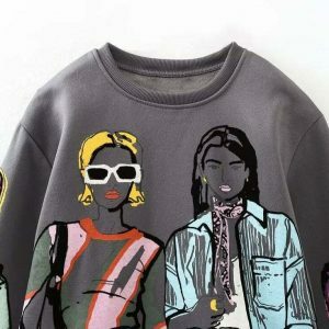 modern ladies print sweatshirts chic & youthful printed sweatshirts 2606