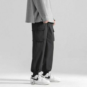 multi pocket cargo pants sleek polyester urban essential 1683