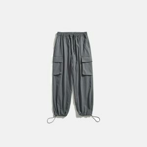 multi pocket cargo pants sleek polyester urban essential 7956