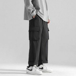 multi pocket cargo pants sleek polyester urban essential 8913