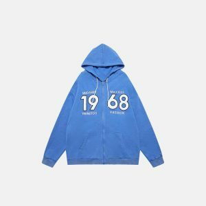 oversized 1968 hoodie zip up youthful & iconic style 6824