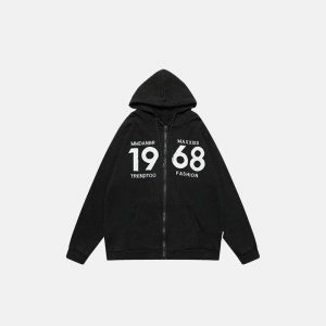 oversized 1968 hoodie zip up youthful & iconic style 7332