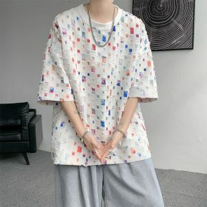 oversized color block t shirt summer chic & youthful 6667