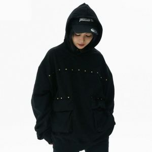 oversized hoodie with front pocket   youthful & chic design 7012