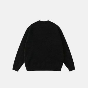 oversized knit sweater loose & youthful streetwear staple 7308