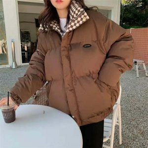oversized puffer jacket for women chic & youthful design 8637