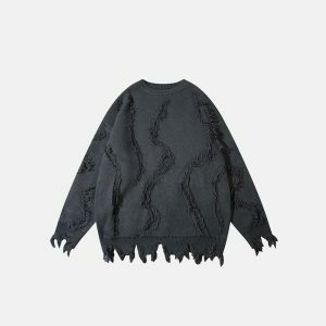 oversized ripped sweater loose & youthful streetwear appeal 2378