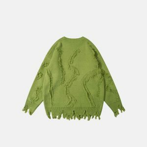oversized ripped sweater loose & youthful streetwear appeal 3983