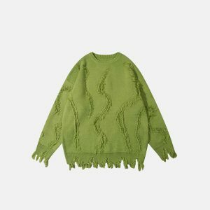 oversized ripped sweater loose & youthful streetwear appeal 7260